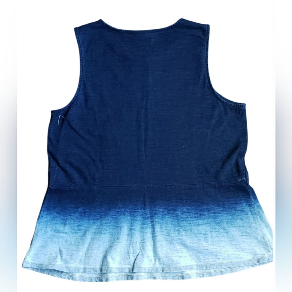 PUREJILL INDIGO, knit dip Dyed Peplum  Sleevleess Tank Top.Size: S Petite.